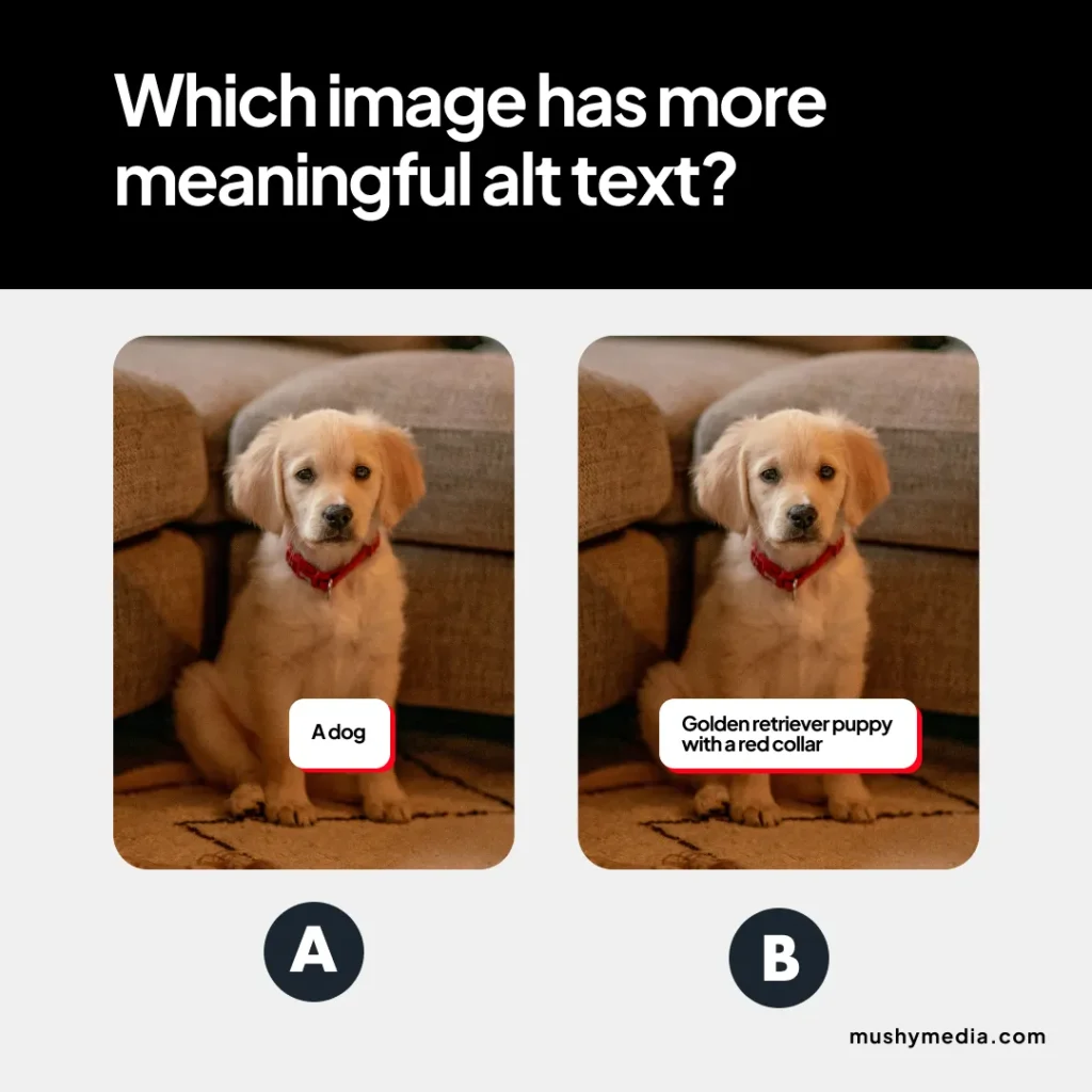 alt text explanation by using a golden little puppy